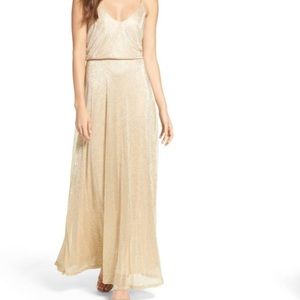 Lulus Gold Metallic long dress